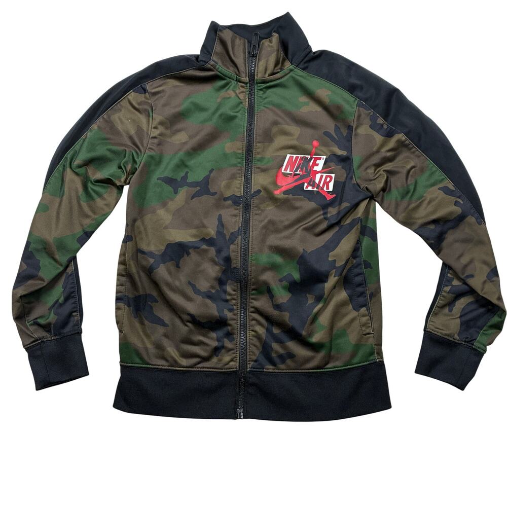 Nike Air Jordan Track jacket Boys Kids S/8-10Yrs Green Camo Full Zip Athletic